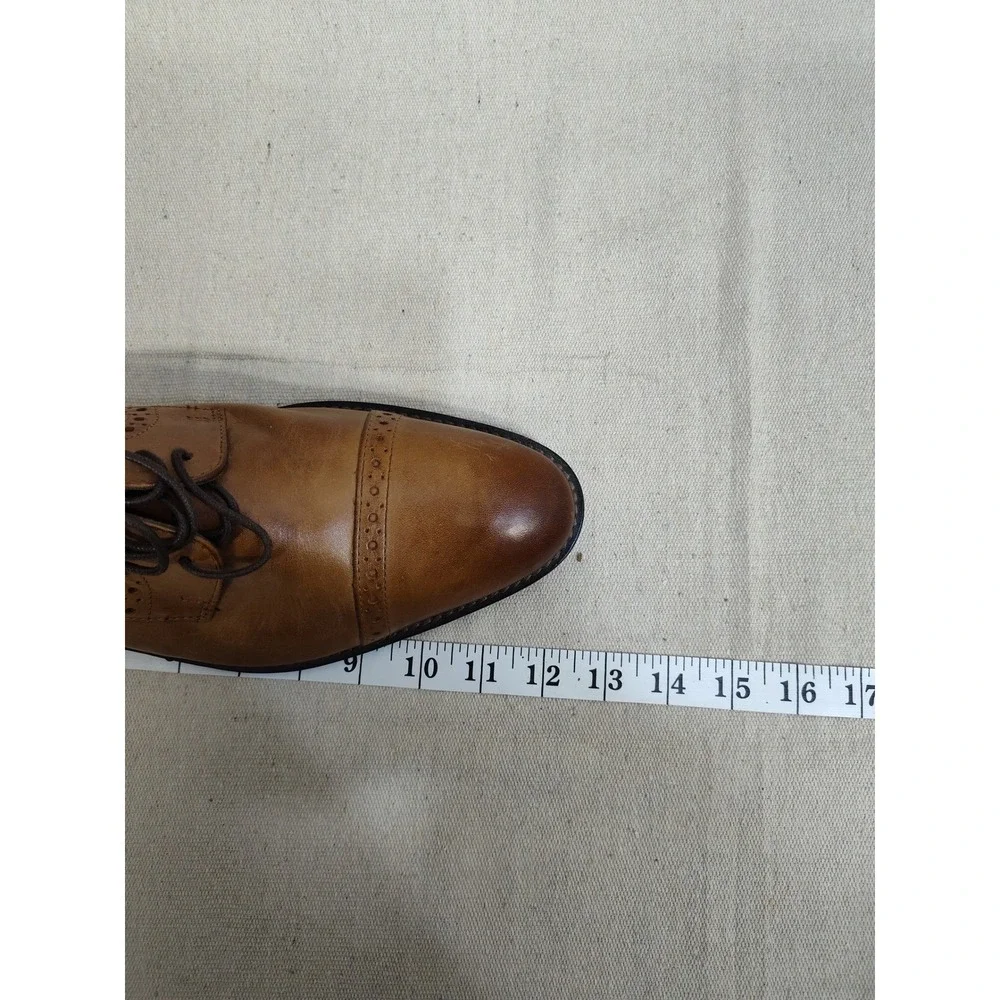 Stacy Adams Mens 10 M Tan Brown Leather Cap Toe Brogue Oxford Dress Shoes 24858